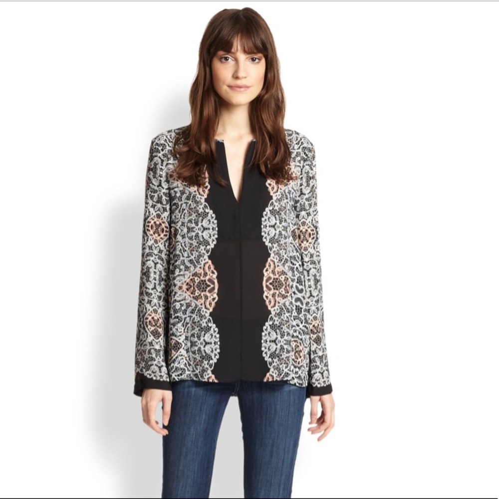 BCBGMaxAzria HAIDA Multi Color Print Blouse